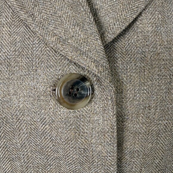 Le Suit Petite tan gold long sleeve collared button down blazer jacket 4P - Picture 6 of 8